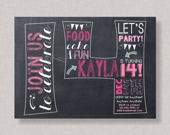 14th birthday invite etsy