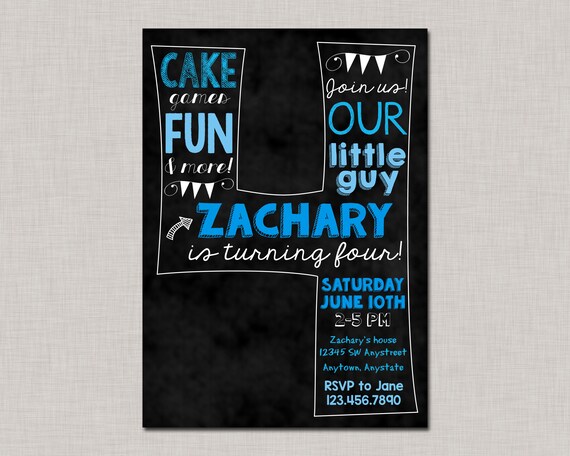 Fourth Birthday Invitation, 4th Birthday Invitation, Boy Birthday Invitation Il_570xn