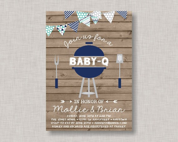 BBQ Baby Shower Invitation, Baby Q Invitation, Coed Baby Shower, Couples Baby Shower, Boy Baby Shower Il_570xn