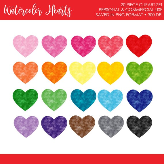 BUY 2 GET 1 FREE! Watercolor Clipart,Watercolor Heart Clipart,Watercolor Hearts Clipart,Valentine Clipart,Rainbow Heart Clipart,Planner Art Il_570xn