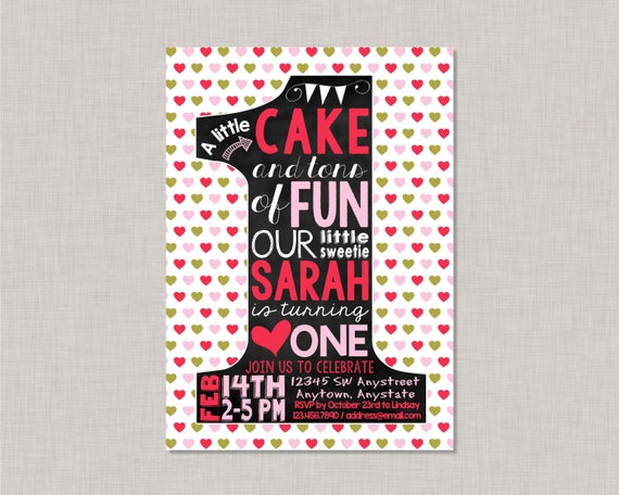 First Birthday Invitations Heart First Birthday Invitation Heart 1st