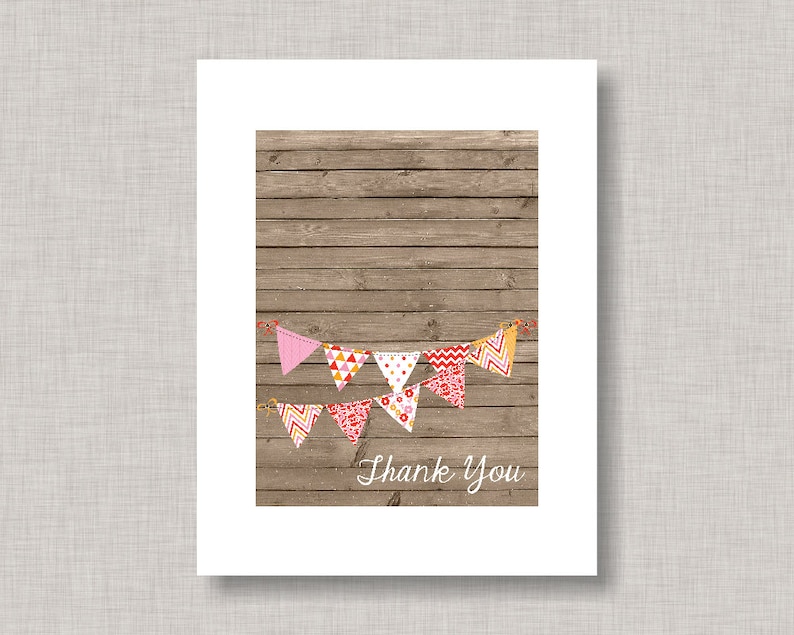 Bridal Shower Thank You Card Bunting Banner Girl BBQ Thank You Card Baby Shower Thank You Cards Thank You Card Baby Q Thank You Card