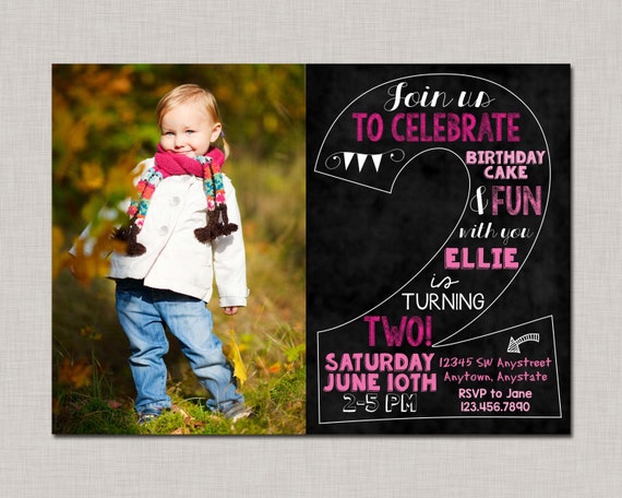 Girl 2nd Birthday Invitation,2nd Birthday Invitation Girl,Girl Birthday Invitation,Second Birthday Invitation Girl,Girl Second Birthday Il_570xn