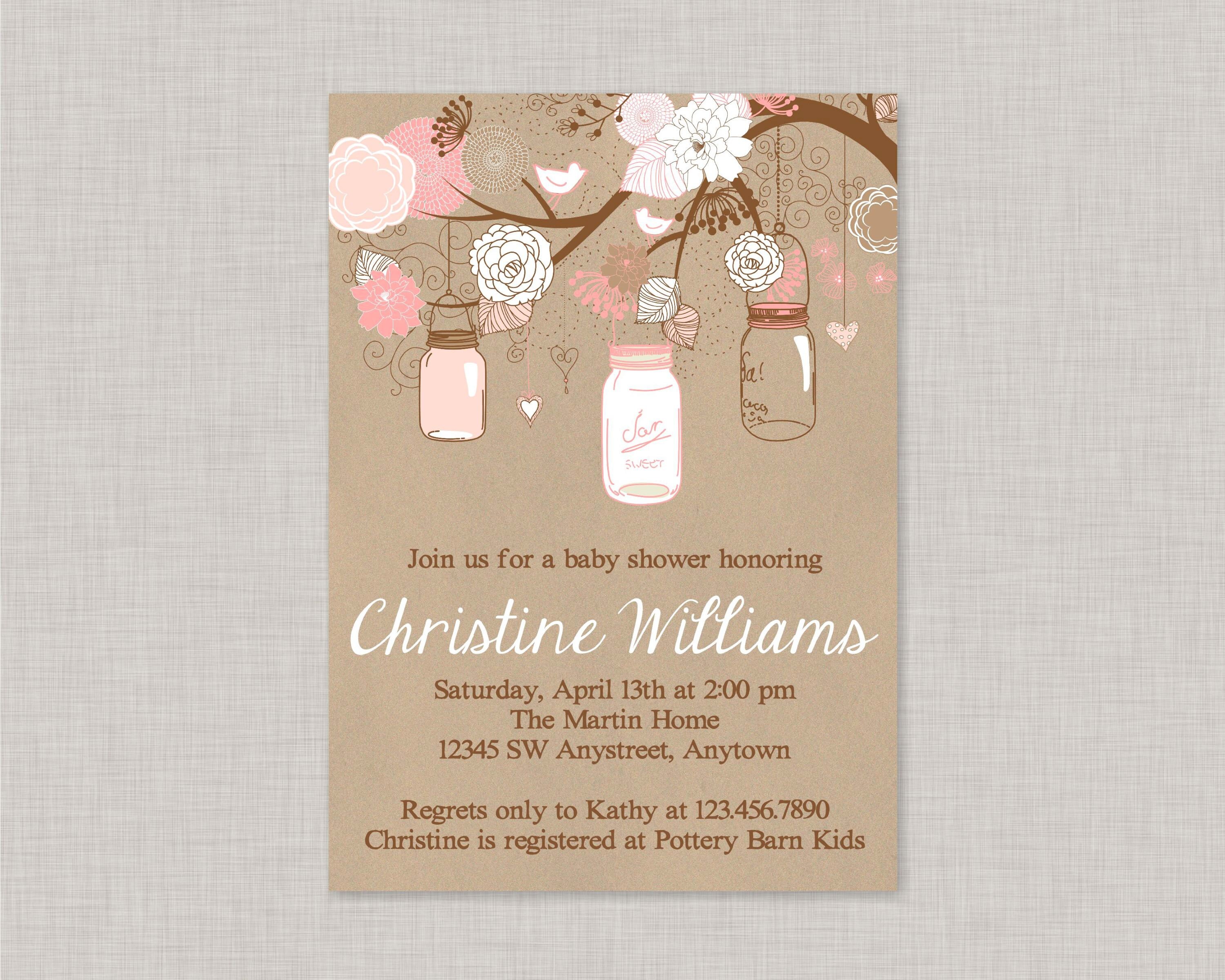Mason Jar Baby Shower Invitation Mason Jar Invitation Rustic Etsy
