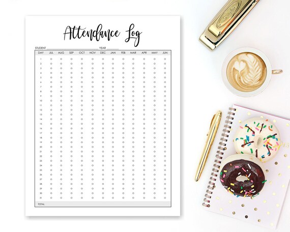 Homeschool Attendance Sheet,Attendance Sheet,Homeschool Attendance Log,Homeschool Printables,Homeschool Planner Pages,8.5 x 11 Planner Il_570xn