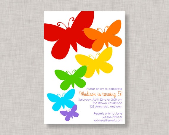 Butterfly Invitation, Butterfly Birthday Invitation, Butterfly Party, Rainbow Party Il_570xn