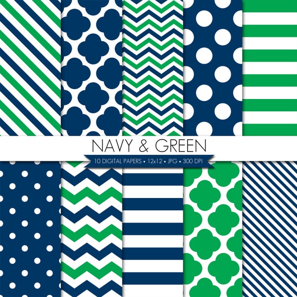 Digital Paper,Navy Green Digital Paper,Navy Green Scrapbook Digital Paper,Digital Paper Pack,Digital Scrapbook Paper