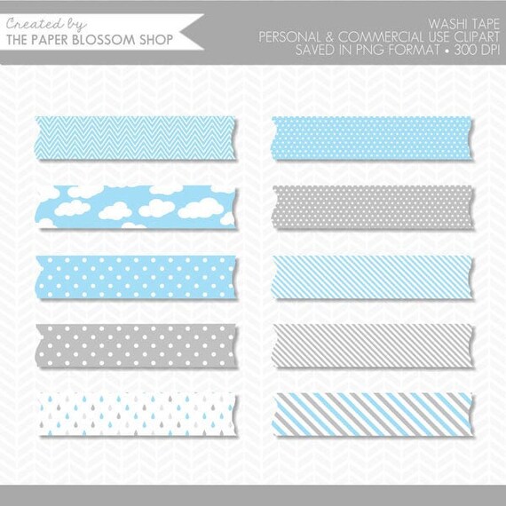 Washi Tape Clipart,Gray Blue Washi Tape Clipart,Digital Washi Tape,Washi Tape,Digital Planner Stickers,Planner Clipart,Scrapbook Clipart Il_570xn
