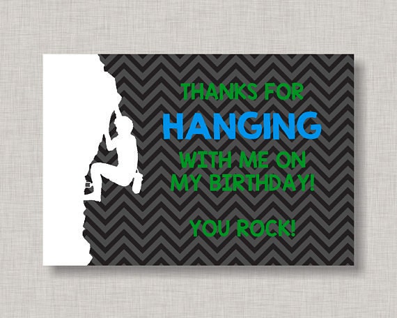 Rock Climbing Thank You Card, Thank You Card, Rock Climbing Birthday Thank You, Thank You Note, Rock Climbing Birthday, Printable Il_570xn