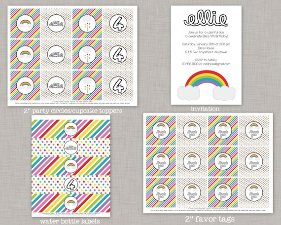Rainbow Birthday Party, Rainbow Birthday, Rainbow Party, Rainbow, Printable Party Il_570xn