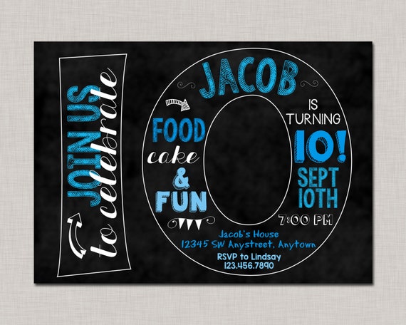 tenth-birthday-invitation-10th-birthday-invitation-boy-etsy