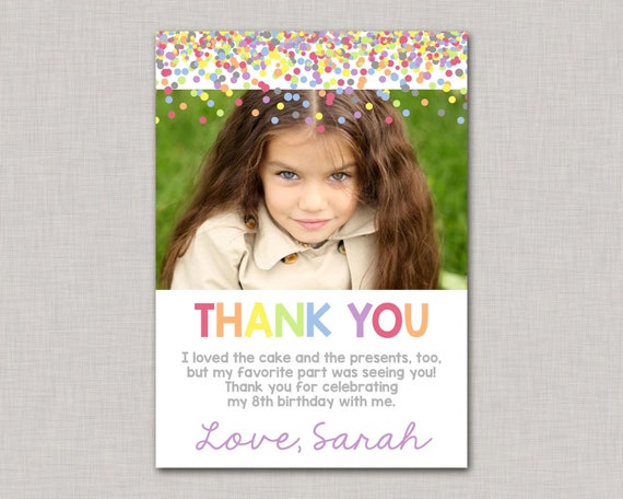 Thank You Card with Photo,Photo Thank You Cards,Photo Thank You Card Kids,Birthday Thank You Cards,Birthday Thank You Card Printable,Rainbow Il_570xn