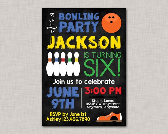 Bowling Invitation, Bowling Party Invitation, Bowling Birthday Invitation, Bowling Birthday Party Invitation, Bowling Birthday Party Il_570xn