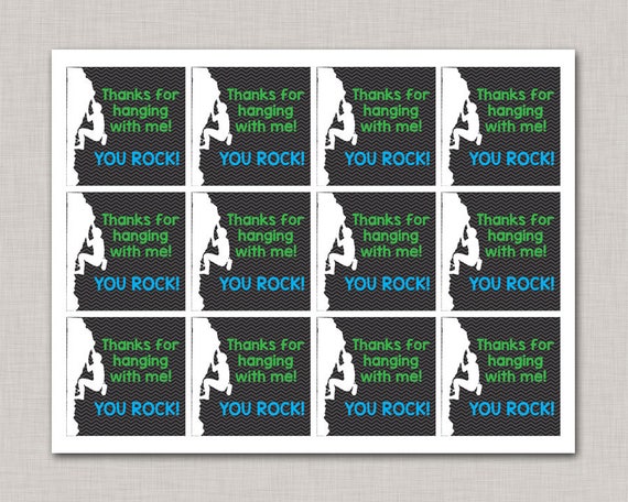 Rock Climbing Favor Tags, Rock Climbing Thank You Tags, Thank You Tags, Favor Tags, Rock Climbing Birthday, Printable, Rock Climbing Party Il_570xn