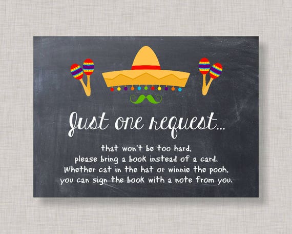 Book Request Card, Baby Shower Book Request Card, Fiesta Baby Shower, Fiesta Gender Reveal, Fiesta Book Request Card Il_570xn