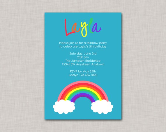 Rainbow Invitation, Rainbow Birthday Invitation, Rainbow Party Il_570xn