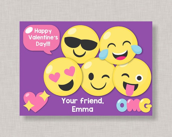 Valentine Classroom Cards, Emoji Valentine Card, Classroom Valentines, Classroom Valentine's Day Card, Kids Valentine Cards, Kids Valentines Il_570xn