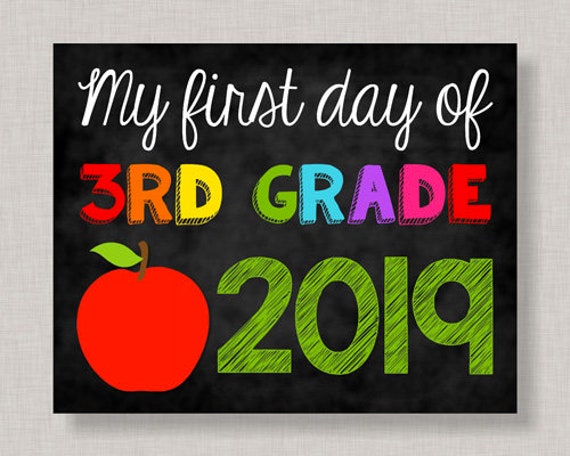 First Day of Third Grade Sign,First Day of 3rd Grade Sign,First Day of School Sign,First Day of School Chalkboard,Printable Chalkboard Sign Il_570xn