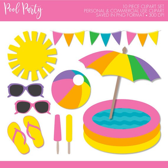BUY 2 GET 1 FREE! Pool Party Clipart,Pool Party Clipart Girl,Pool Clipart,Summer Clipart,Popsicle Clipart,Sun Clipart,Scrapbooking Clipart