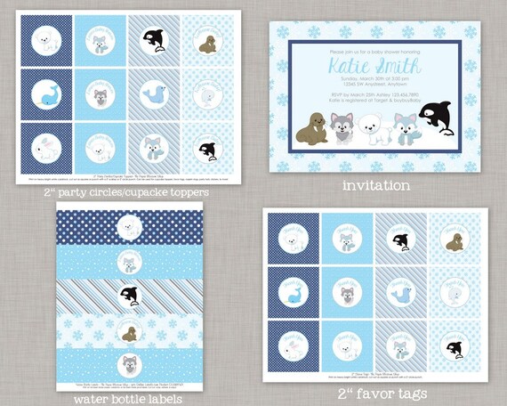 Winter Animals Baby Shower, Artic Animals, Winter Baby Shower, Christmas Baby Shower Il_570xn