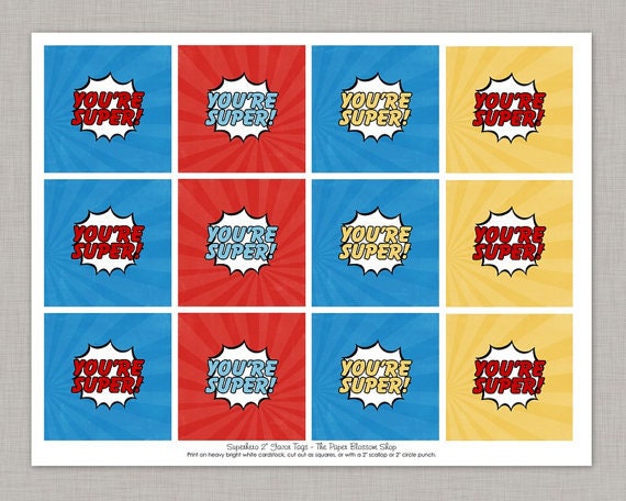 Superhero Favor Tags, Superhero Birthday, Superhero Party, Printable Favor Tags Il_570xn