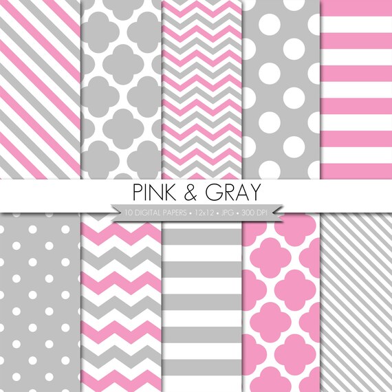 BUY 2 GET 1 FREE! Digital Paper,Gray and Pink Digital Paper,Pink Gray Digital Paper,Baby Shower Digital Paper,Digital Scrapbook Paper Il_570xn