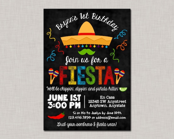 Fiesta Invitation, Fiesta Birthday Invitation, Fiesta Birthday Party, Cinco de Mayo, Printable Il_570xn