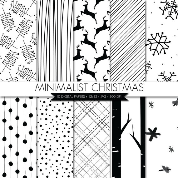 BUY 2 GET 1 FREE! Christmas Digital Paper,Black and White Christmas Digital Paper,Minimalist Christmas Digital Paper,Minimalist Paper Pack Il_570xn