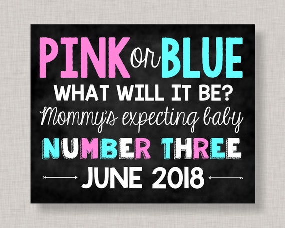 Pink or Blue Pregnancy Announcement,Pink or Blue What Will it Be,3rd Baby Pregnancy Announcement Sign,Third Baby Announcement,Baby Reveal Il_570xn