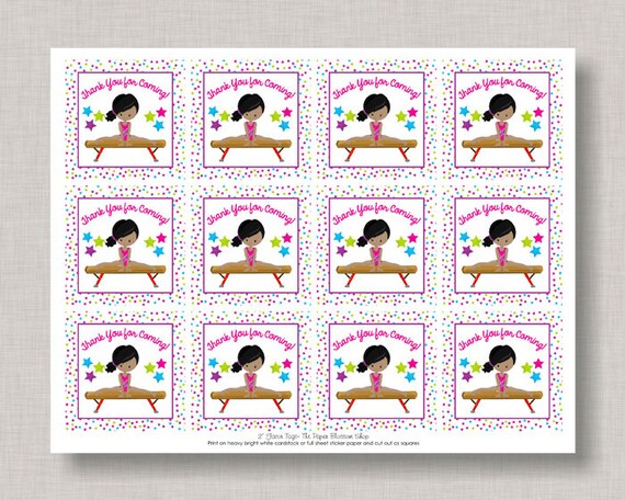 Gymnastics Favor Tags,Gymnastics Favor Bag Tags,Gymnastics Favors,Gymnastics Favor Stickers,Gymnastics Thank You Tags,Gymnastics Stickers Il_570xn
