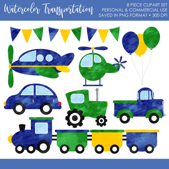 BUY 2 GET 1 FREE! Watercolor Transportation Clipart,Transportation Clip Art,Car Truck Clip Art,Train Clipart,Plane Clipart,Helicopter Il_570xn