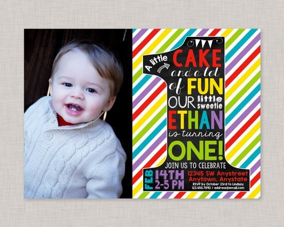 Rainbow First Birthday Invite,Rainbow First Birthday Invitation,Rainbow 1st Birthday Invitation,First Birthday Invitation,Rainbow Invitation Il_570xn