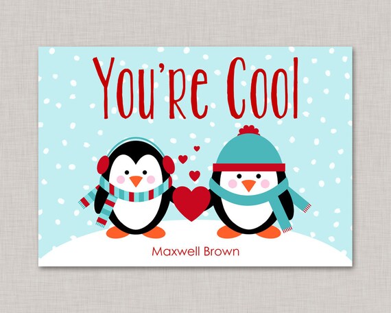 Valentine Classroom Cards,Penguin Valentine Card,Classroom Valentines,Classroom Valentine's Day Card,Kids Valentine Cards,Kids Valentines Il_570xn