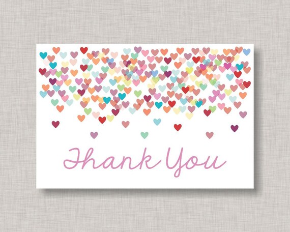 confetti thank you card baby shower thank you cards birthday thank heart thank you cards
