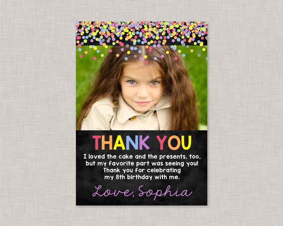 Thank You Card with Photo,Photo Thank You Cards,Photo Thank You Card Kids,Birthday Thank You Cards,Birthday Thank You Card Printable,Rainbow Il_570xn