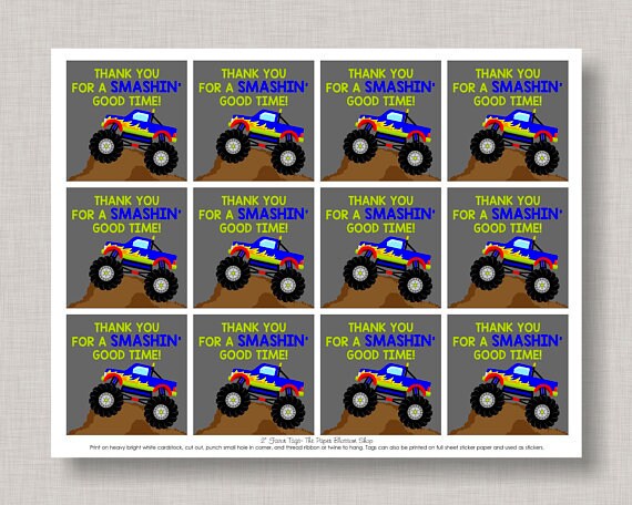 Monster Truck Favor Tags,Monster Truck Thank You Tags,Monster Truck Birthday,Monster Truck Party,Monster Truck Favors,Gift Tags,Favor Tags Il_570xn