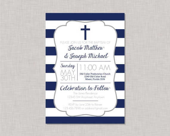 Twin Baptism Invitation, Twin Boy Baptism Invitation, Sibling Baptism Invitation, Joint Baptism Invitation, Baptism Invitation for two boy Il_570xn