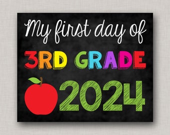 First Day of Third Grade Sign,First Day of 3rd Grade Sign,First Day of School Sign,First Day of School Chalkboard,Printable Chalkboard Sign