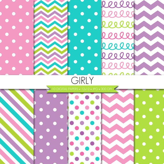 BUY 2 GET 1 FREE! Girl Digital Paper,Pink Purple Aqua Lime Green Digital Paper,School Digital Paper,Pastel Paper,Digital Scrapbook Paper Il_570xn
