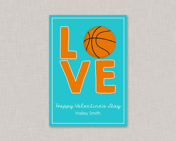 Girl Basketball Valentine,Valentine Classroom Cards,Classroom Valentine Card,Valentine's Day,Basketball Valentines,Kids Valentine Cards Il_570xn
