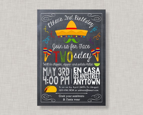 Fiesta Invitation, Fiesta Birthday Invitation, Taco Tuesday Invitation, Taco Twosday Invitation, Second Birthday Invitation, 2nd Birthday Il_570xn