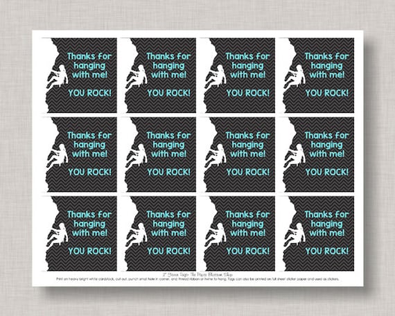 Rock Climbing Favor Tags for Girls, Girl Rock Climbing Thank You Tags, Thank You Tags, Favor Tags,Rock Climbing Birthday,Rock Climbing Party Il_570xn
