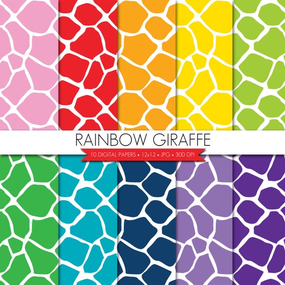 BUY 2 GET 1 FREE! Giraffe Digital Paper,Animal Digital Paper,Animal Print Digital Paper,Rainbow Digital Paper,Digital Scrapbook Paper Il_570xn