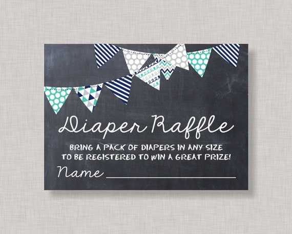 Diaper Raffle Card, Baby Shower Diaper Raffle Card, Baby Q, BBQ, Barbecue, Backyard BBQ, Boy Baby Shower, Rustic, Chalkboard, Aqua Gray Navy Il_570xn