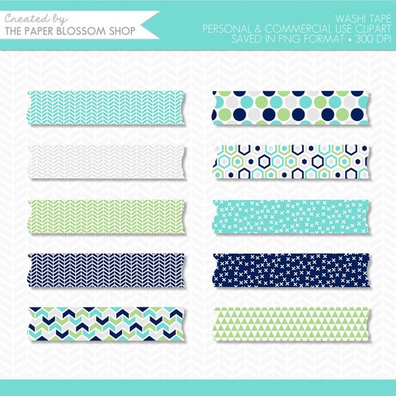 Washi Tape Clipart,Digital Washi Tape,Navy Aqua Lime Green Washi Tape  Clipart,Digital Planner Stickers,Planner Clipart