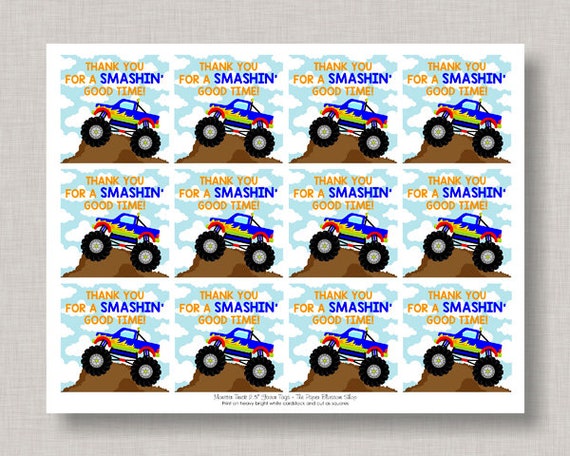 Monster Truck Favor Tags,Monster Truck Thank You Tags,Monster Truck Birthday,Monster Truck Party,Monster Truck Favors,Gift Tags,Favor Tags Il_570xn