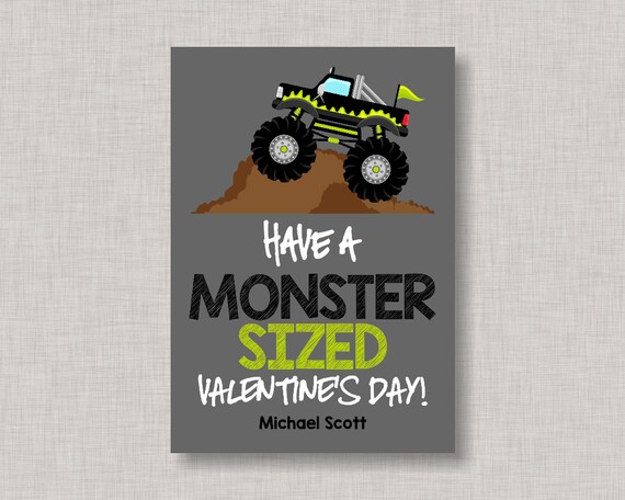 Valentine Classroom Cards,Monster Truck Valentine Card,Classroom Valentine Card,Valentine's Day,Monster Truck Valentine,Kids Valentine Cards Il_570xn