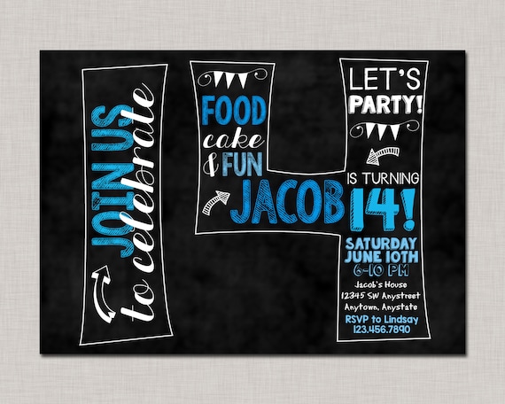 14th Birthday Invitation, 14th Birthday Invitation for Boys, 14th Birthday Invitation Boy, Boy Birthday Invitation, Teen Birthday Invitation Il_570xn