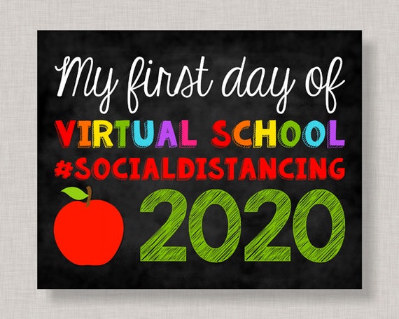 First Day of Virtual School Sign,Social Distancing Sign,First Day of Homeschool Sign,Printable Homeschool Sign,School Social Distancing Sign Il_570xn
