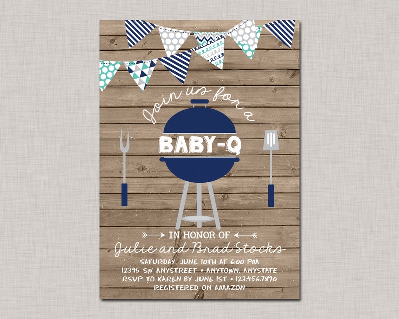 BBQ Baby Shower Invitation Baby Q Invitation Coed Baby Etsy